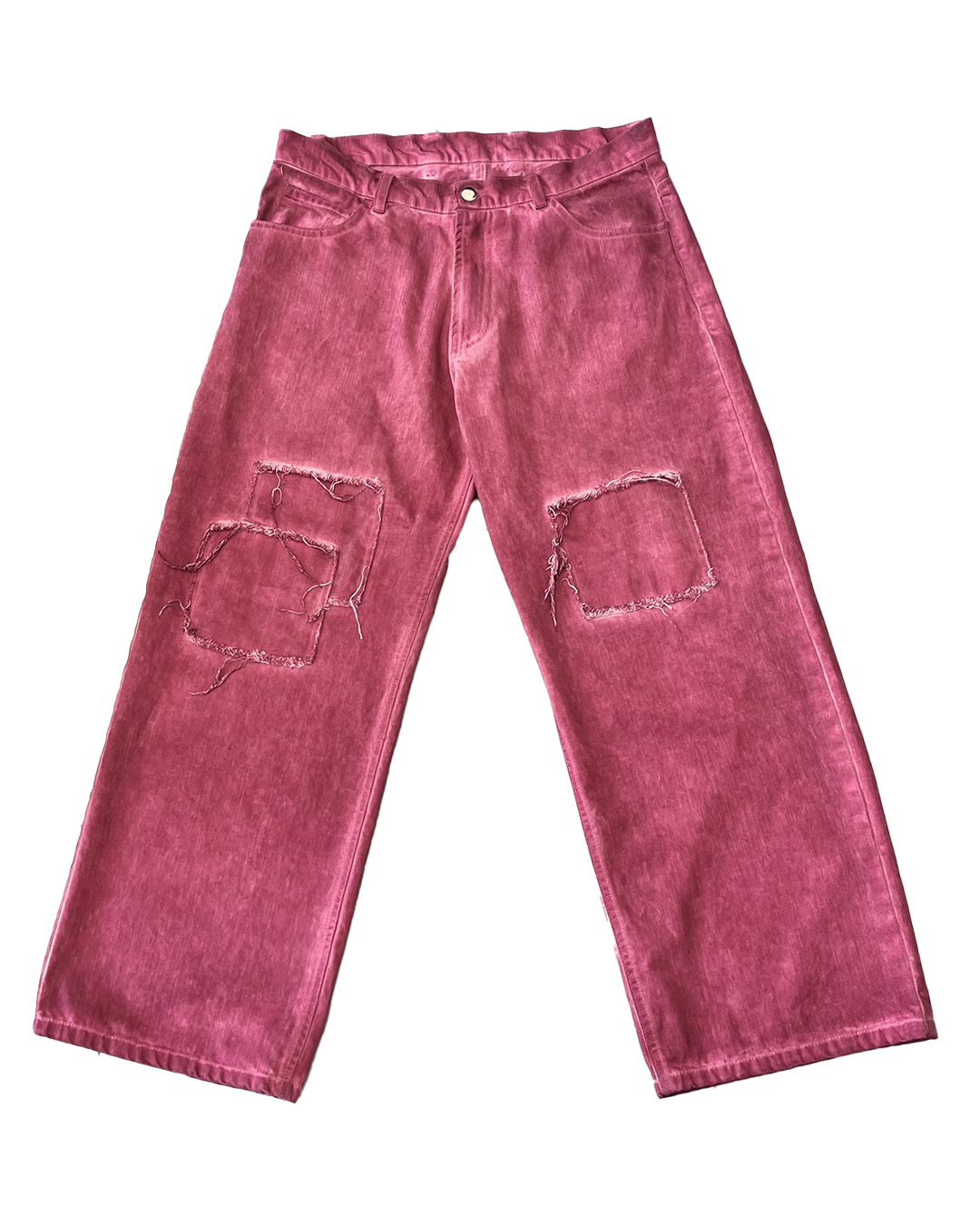 GARMENT-DYED PATCHED FLARE DENIM