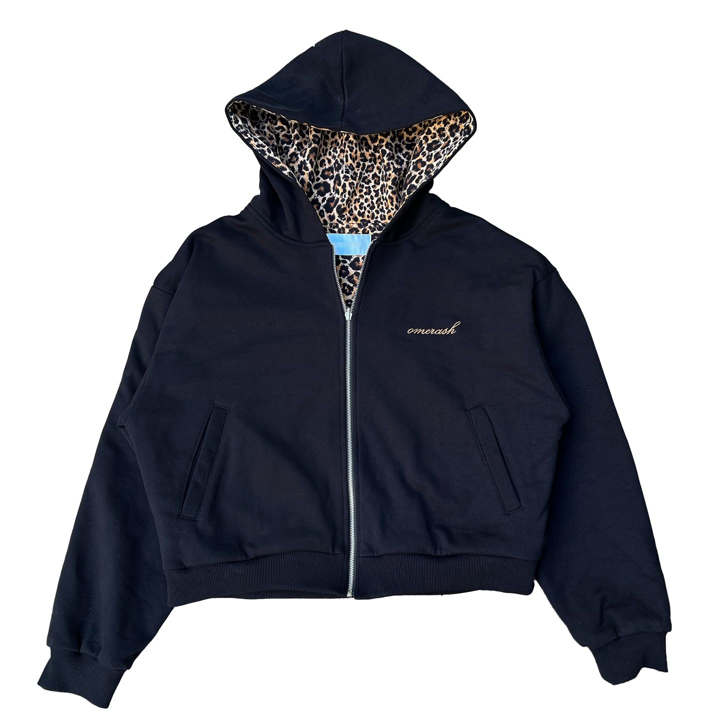 REVERSIBLE LEOPARD BOMBER HOODIE