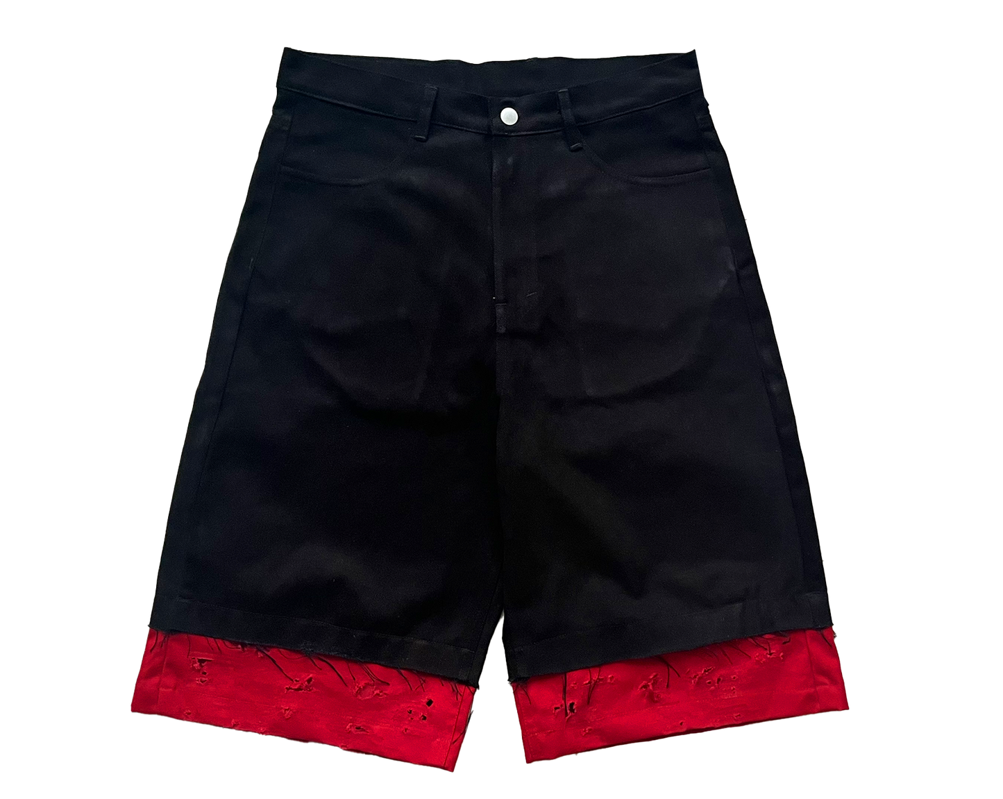 DOUBLE LAYERED DISTRESSED JORTS