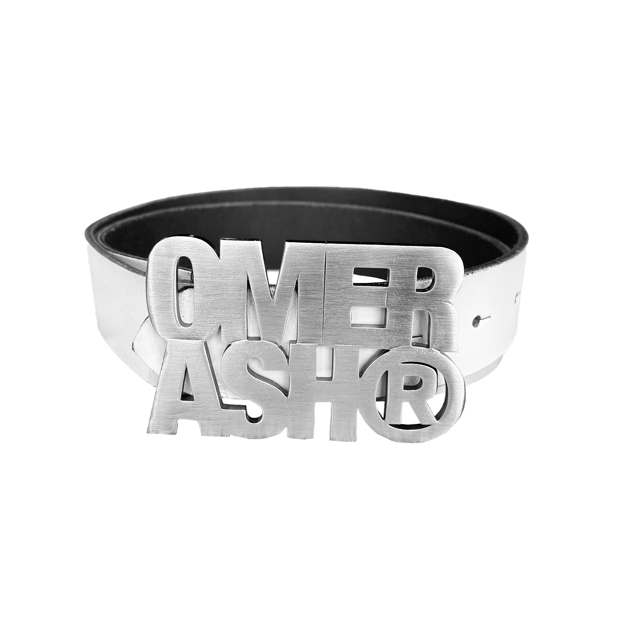 White Spray Leather Belt