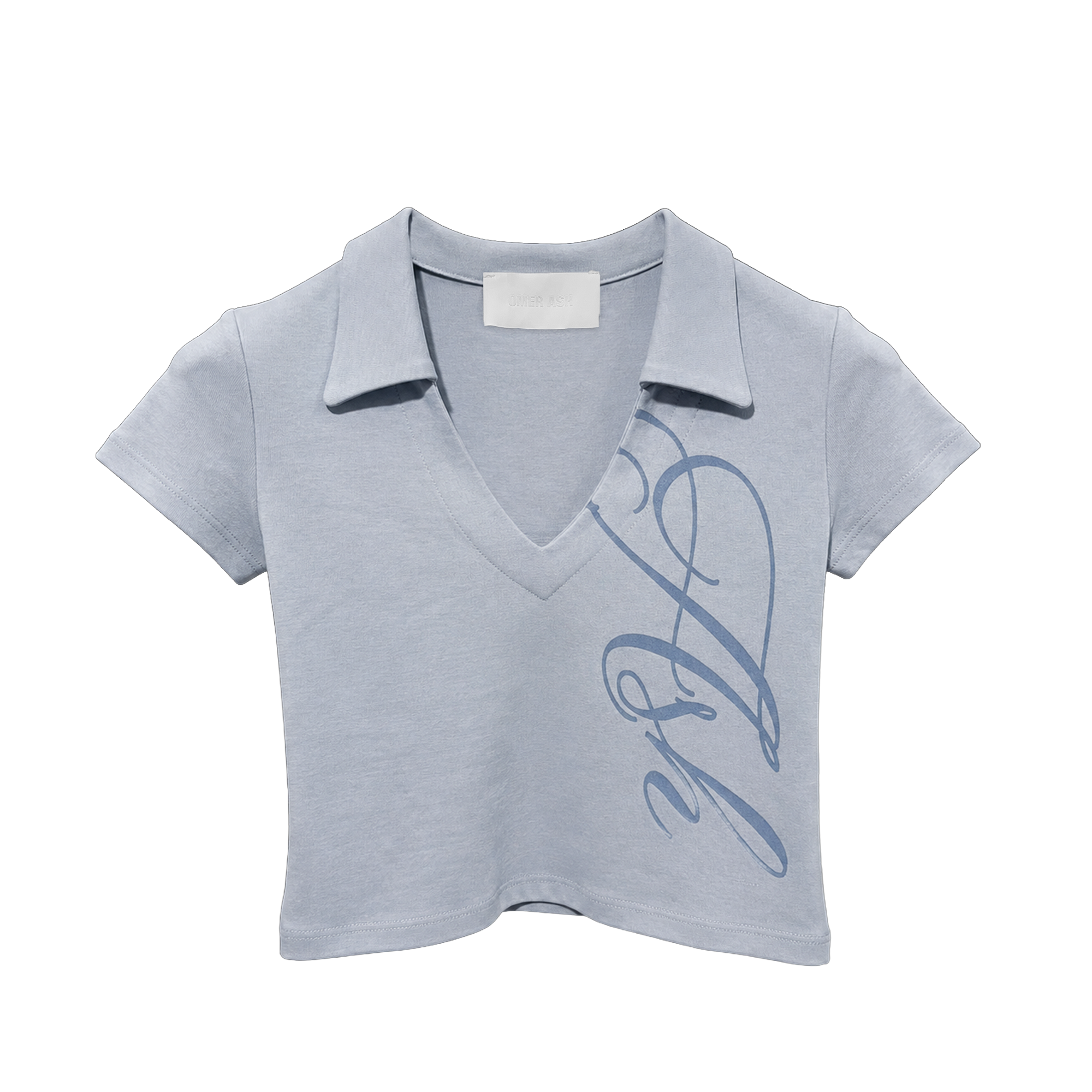 'Ash' Polo V-neck baby tee | Blue