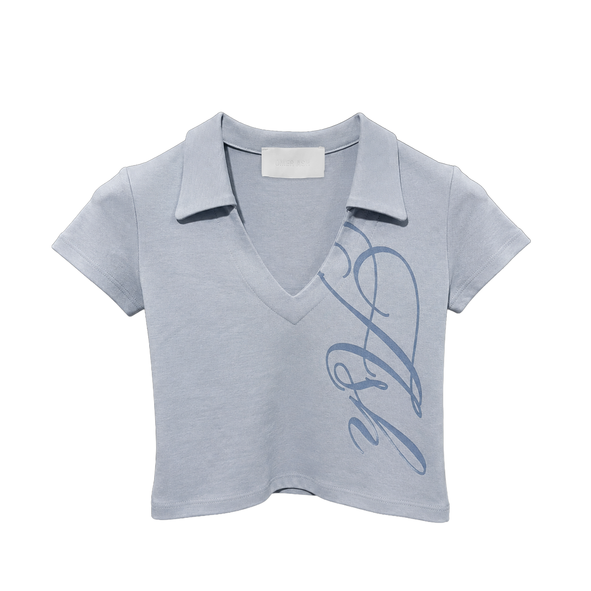 'Ash' Polo V-neck baby tee | Blue