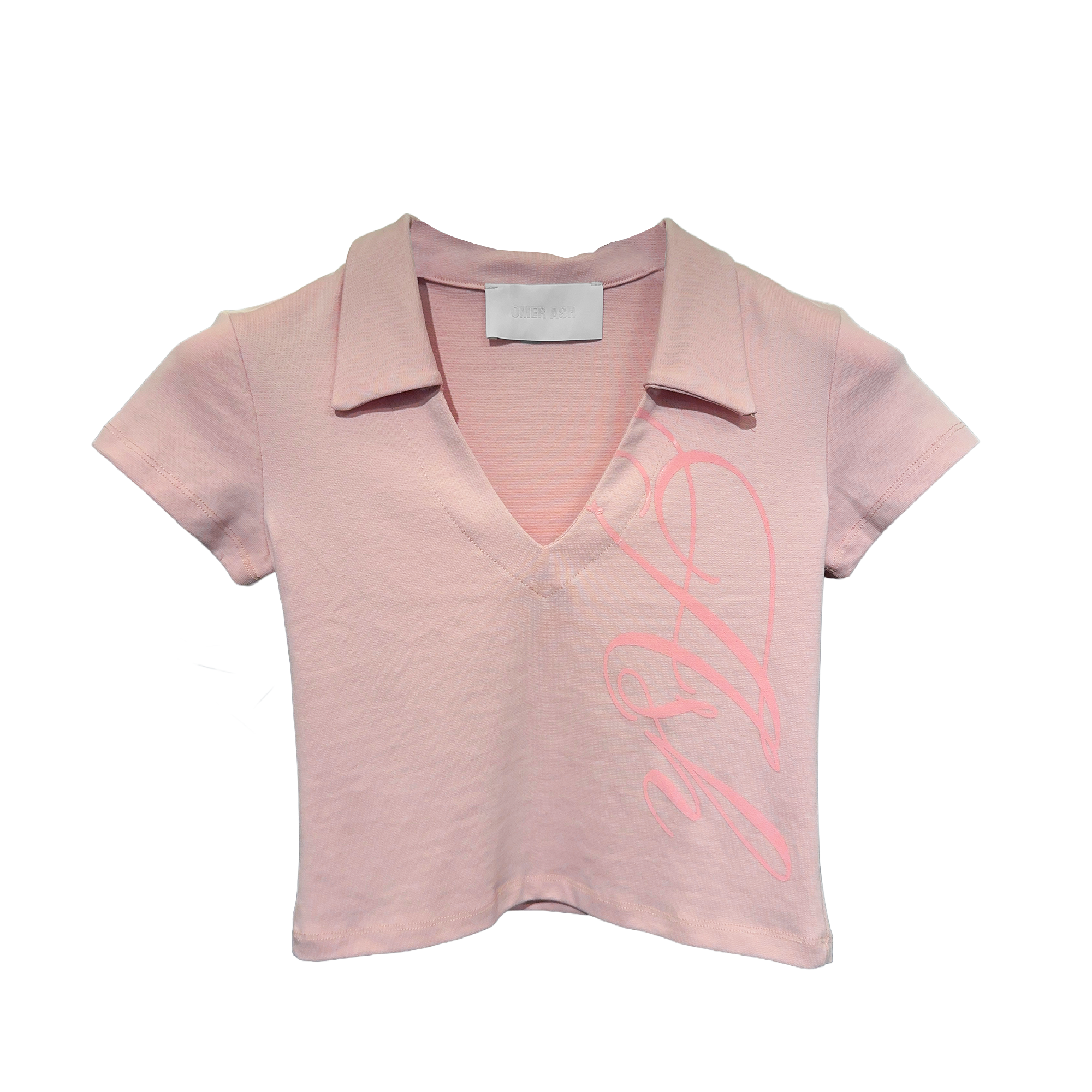 'Ash' Polo V-neck baby tee | Pink