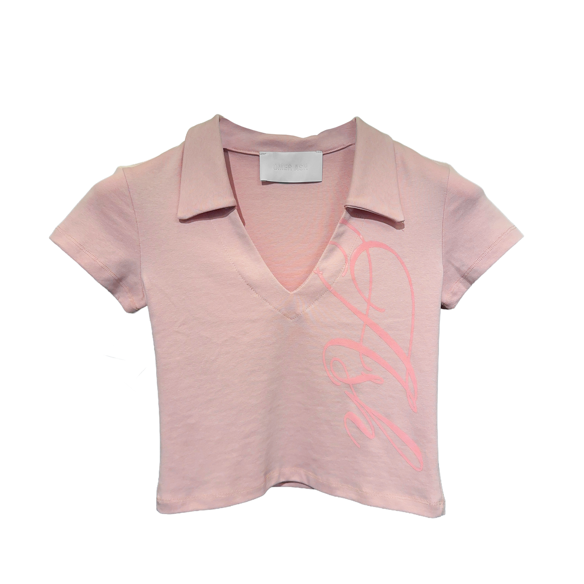 'Ash' Polo V-neck baby tee | Pink