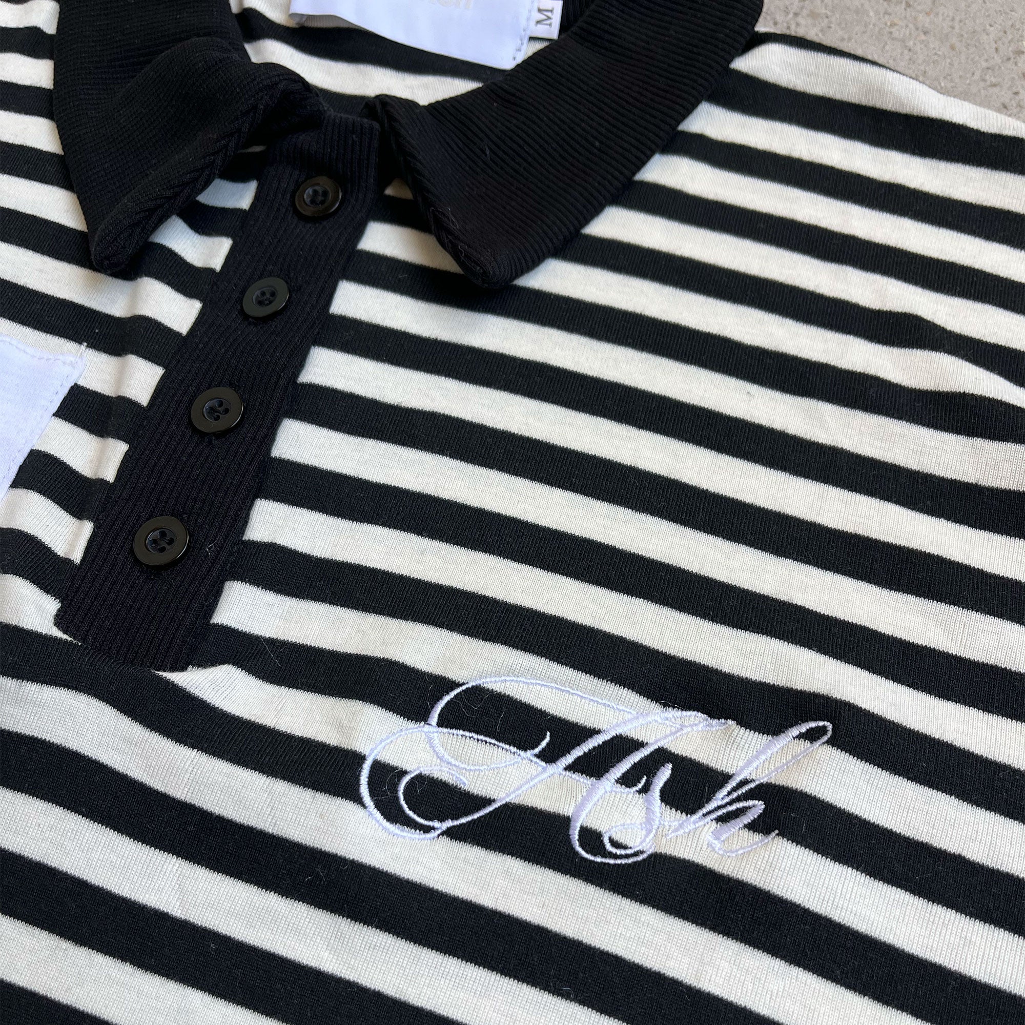 'Lena' Striped polo patch shirt