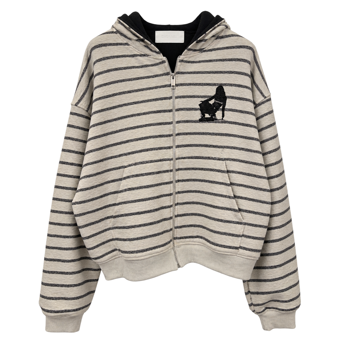 'Lena' Reversible striped hoodie | Cream