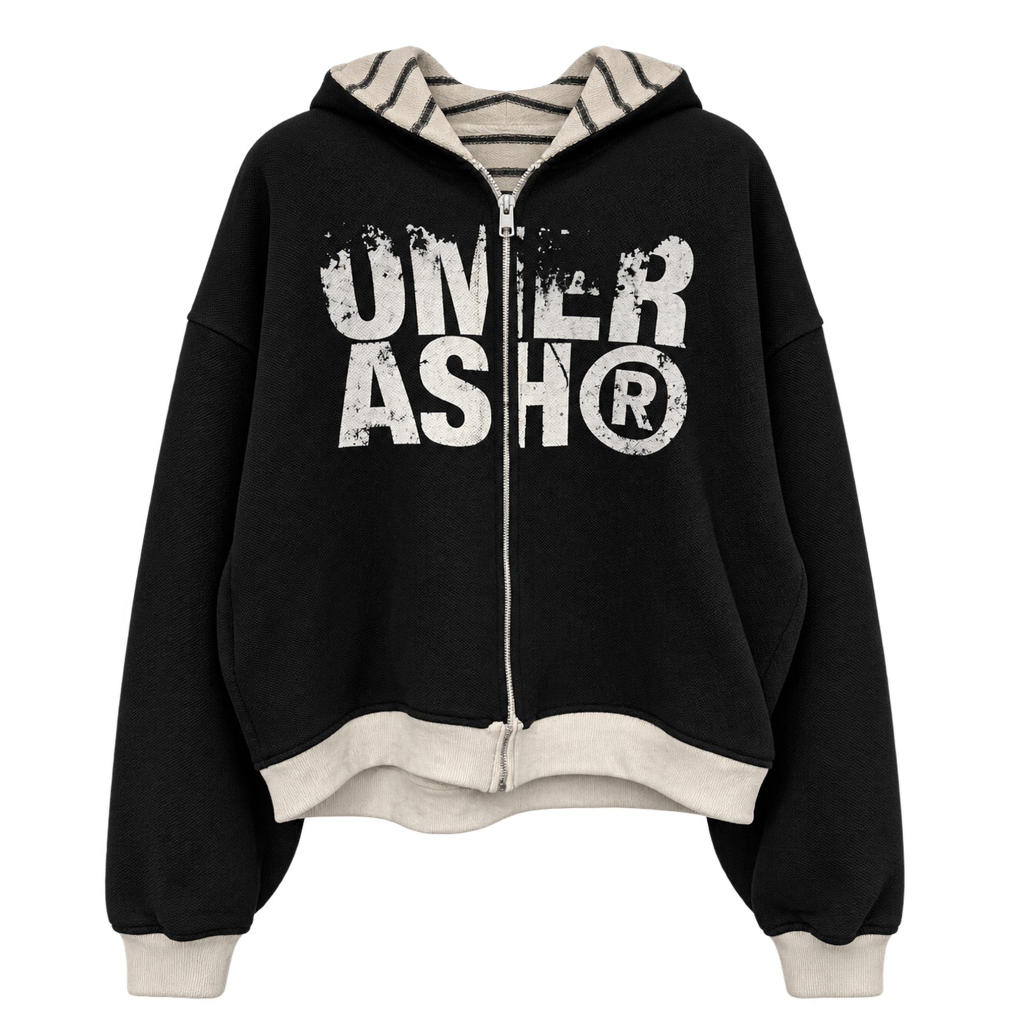 'Lena' Reversible striped hoodie | Cream